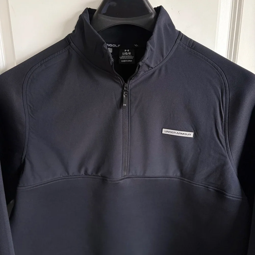 $90 NEW Under Armour Golf Mens L Drive Pro Hybrid HZ Storm  Pullover Black